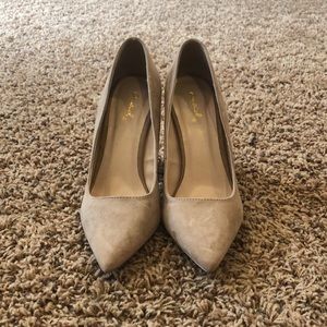 Suede Chunky Heeled Pointed Toe Pumps